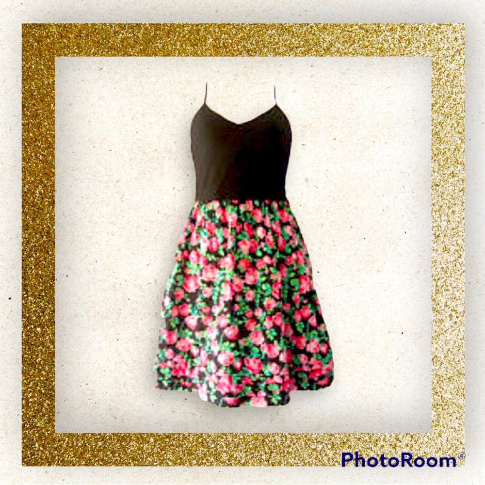 Pink Victoria Secret black and floral dress skater fit & flare